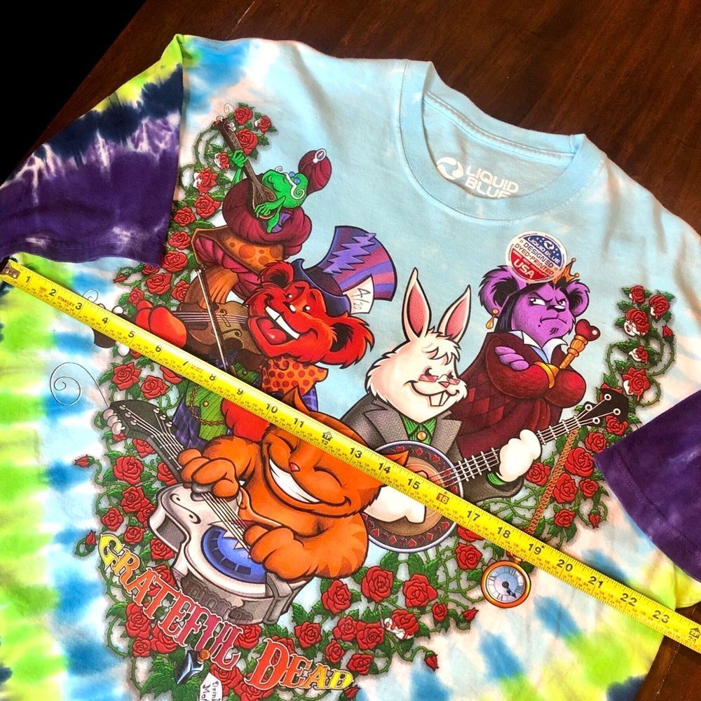 Unisex GRATEFUL DEAD Alice In Wonderland Tie Dye Short Sleeve T-Shirt Sz 2XL NWT - Picture 6 of 10